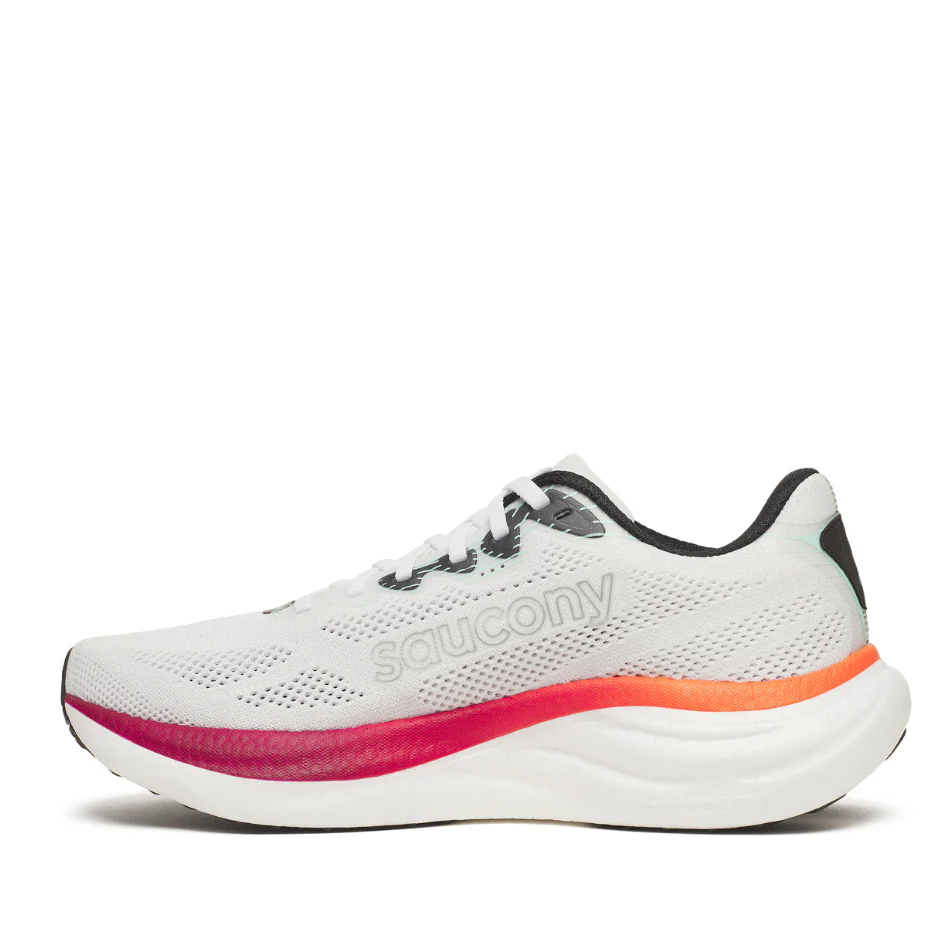Saucony Men's Ride 19 Running Shoes in White/Crimson SS26 - Image 5
