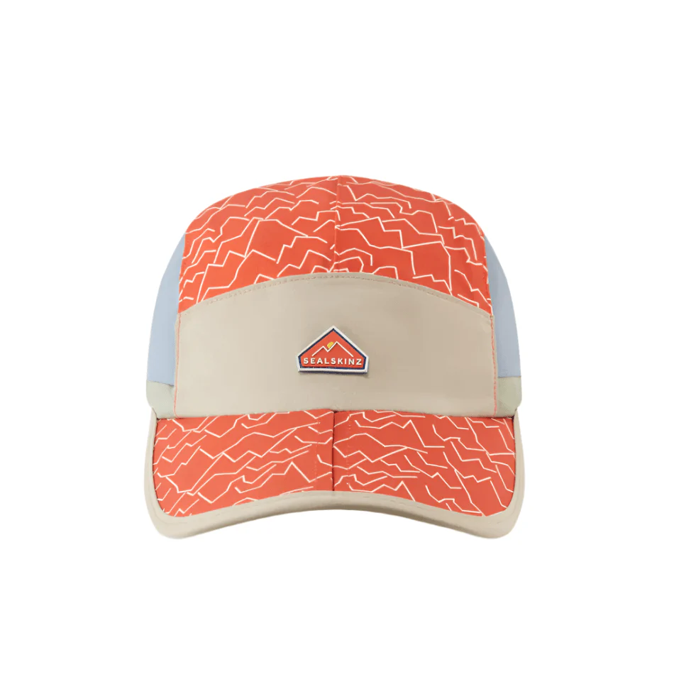 Sealskinz Poringland Waterproof Foldable Peak Printed Hiking Cap in Print/Orange AW25