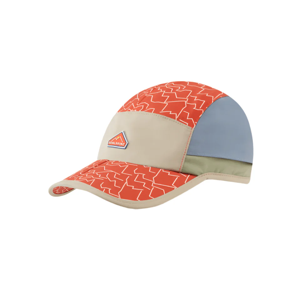 Sealskinz Poringland Waterproof Foldable Peak Printed Hiking Cap in Print/Orange AW25 - Image 3