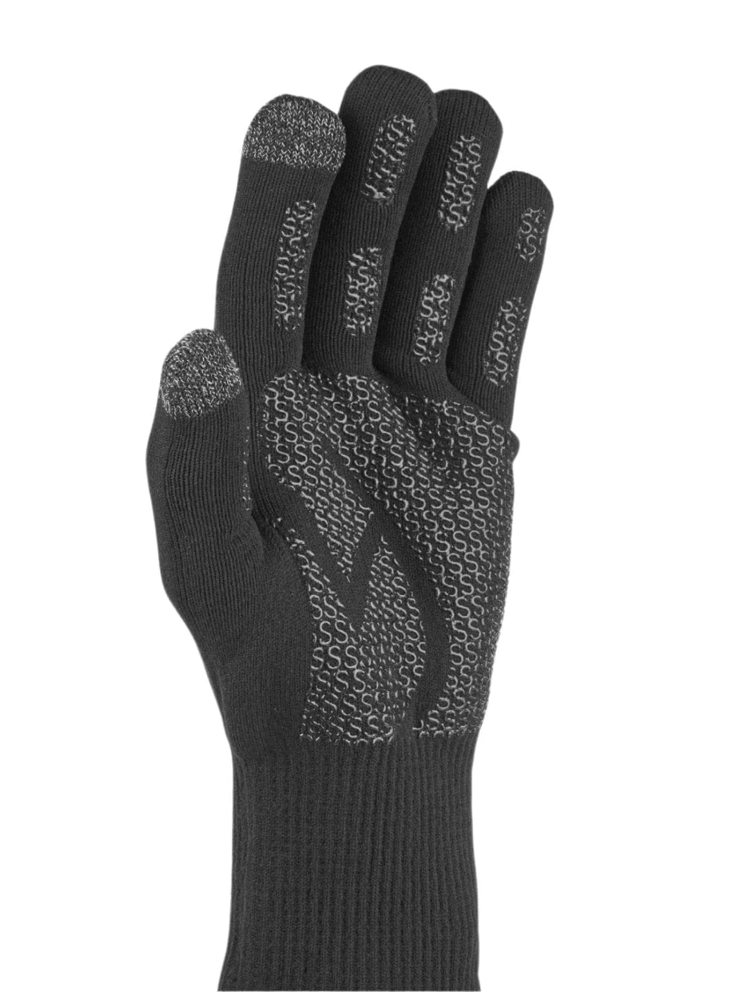 Sealskinz Waterproof Anmer All Weather Ultra Grip Knitted Glove in Black AW25 - Image 2