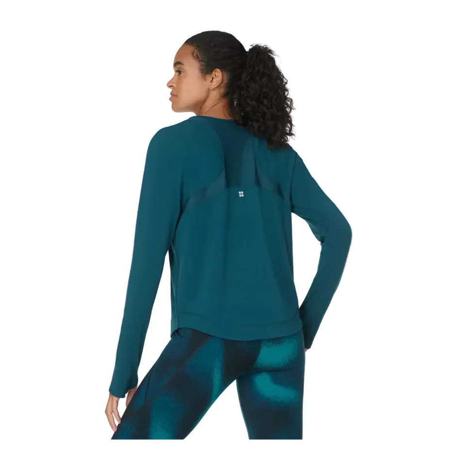 Sweaty Betty Breathe Easy Mesh Long Sleeve in Deep Green SS26 - Image 3